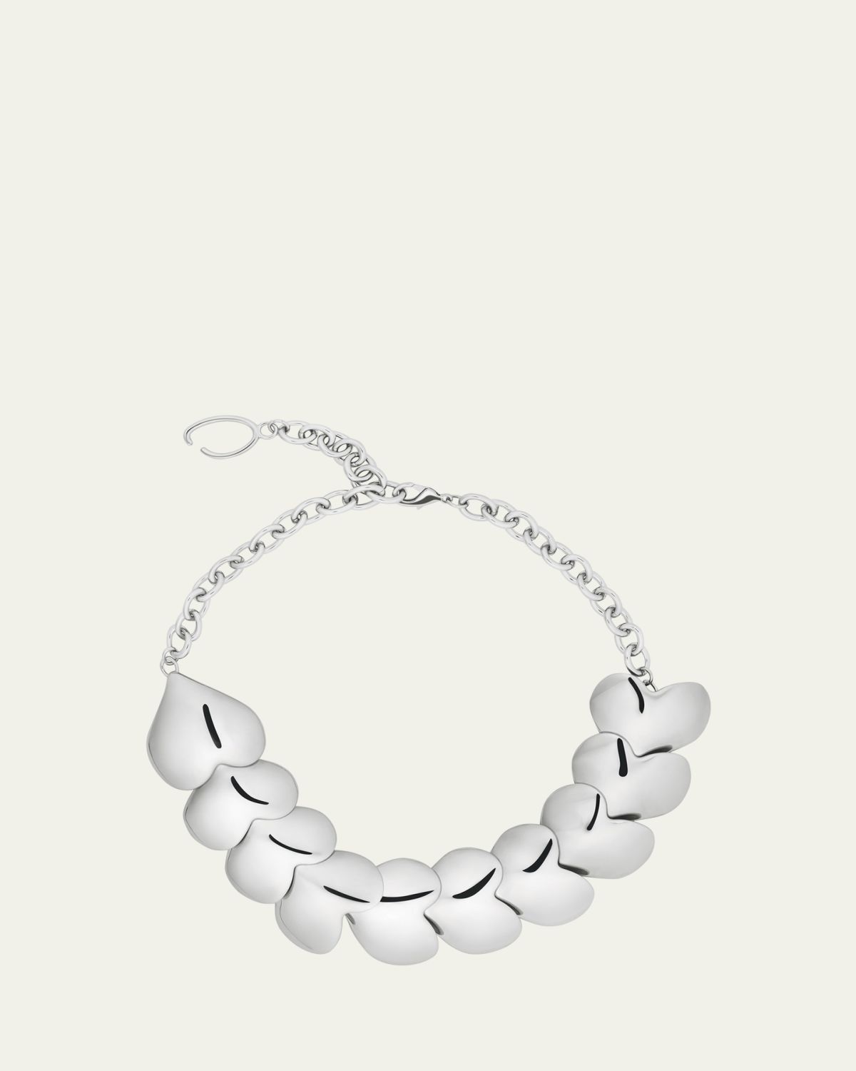 Oscar de la Renta Smooth Hearts Oversized Necklace, Silver