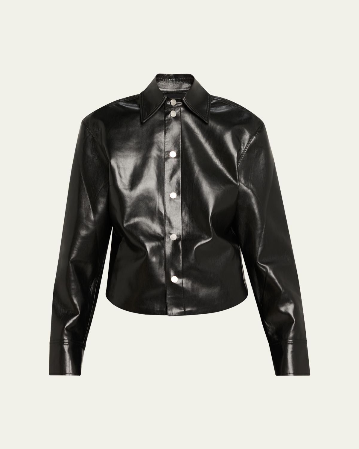 Nanushka Bogna Long-Sleeve Alt-Leather Shirt