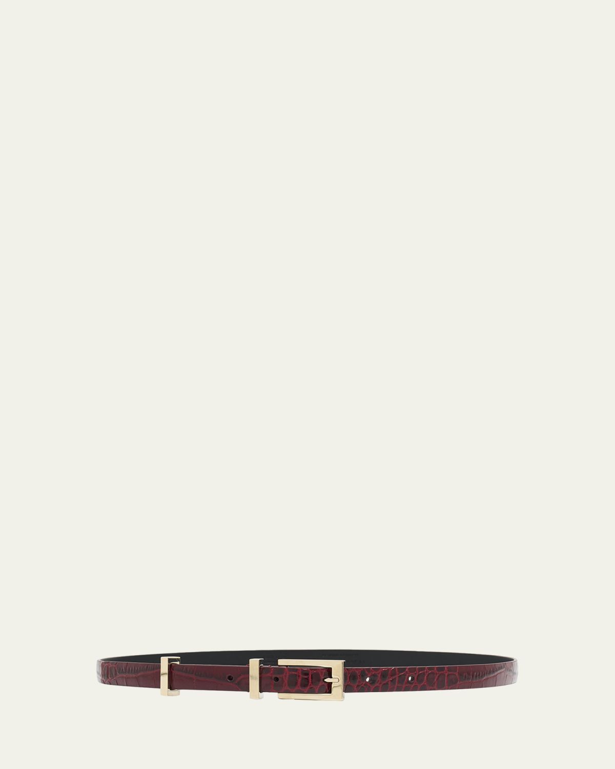TOM FORD Shiny Stamped Croc-Embossed Leather Belt