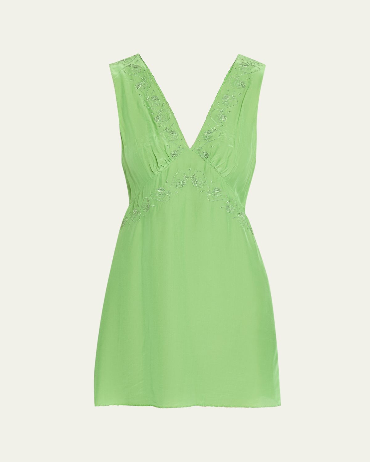 Ciao Lucia Castelo Embroidered Silk-Blend Mini Dress