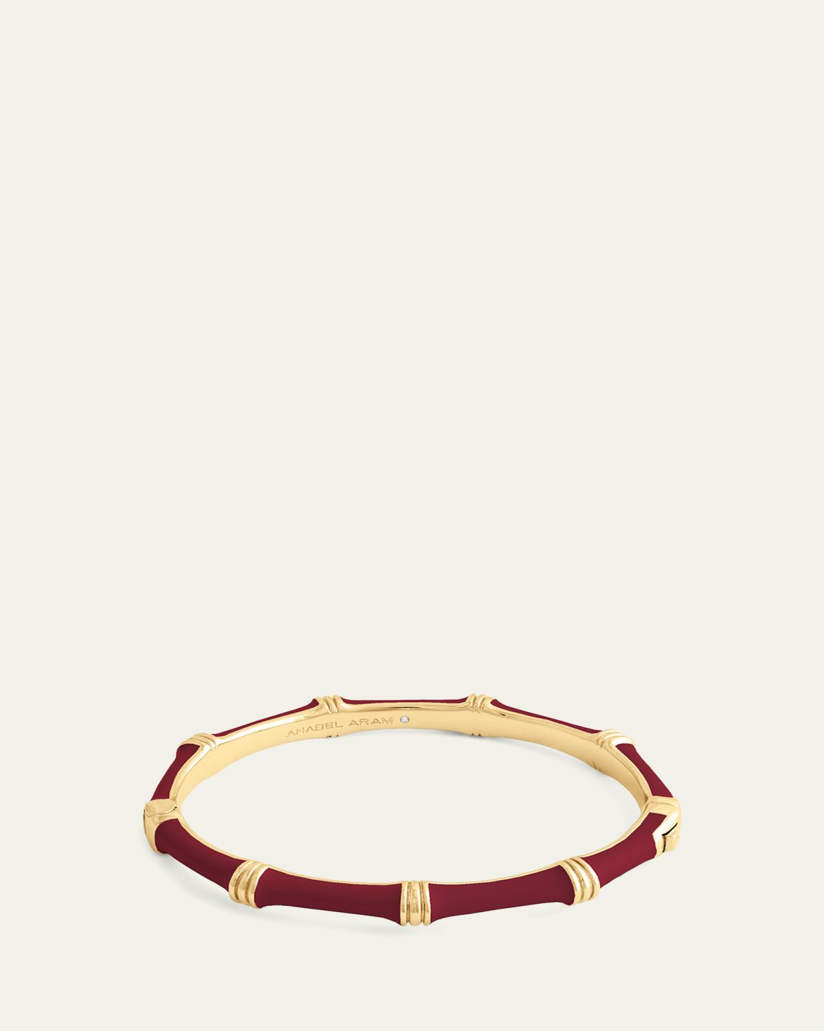 Anabel Aram Jewelry Bamboo Enameled Hinged Bangle, Dark Red | Thumbnail 3