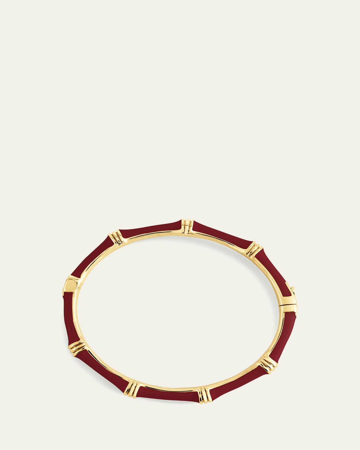 Anabel Aram Jewelry Bamboo Enameled Hinged Bangle, Dark Red | Thumbnail 4