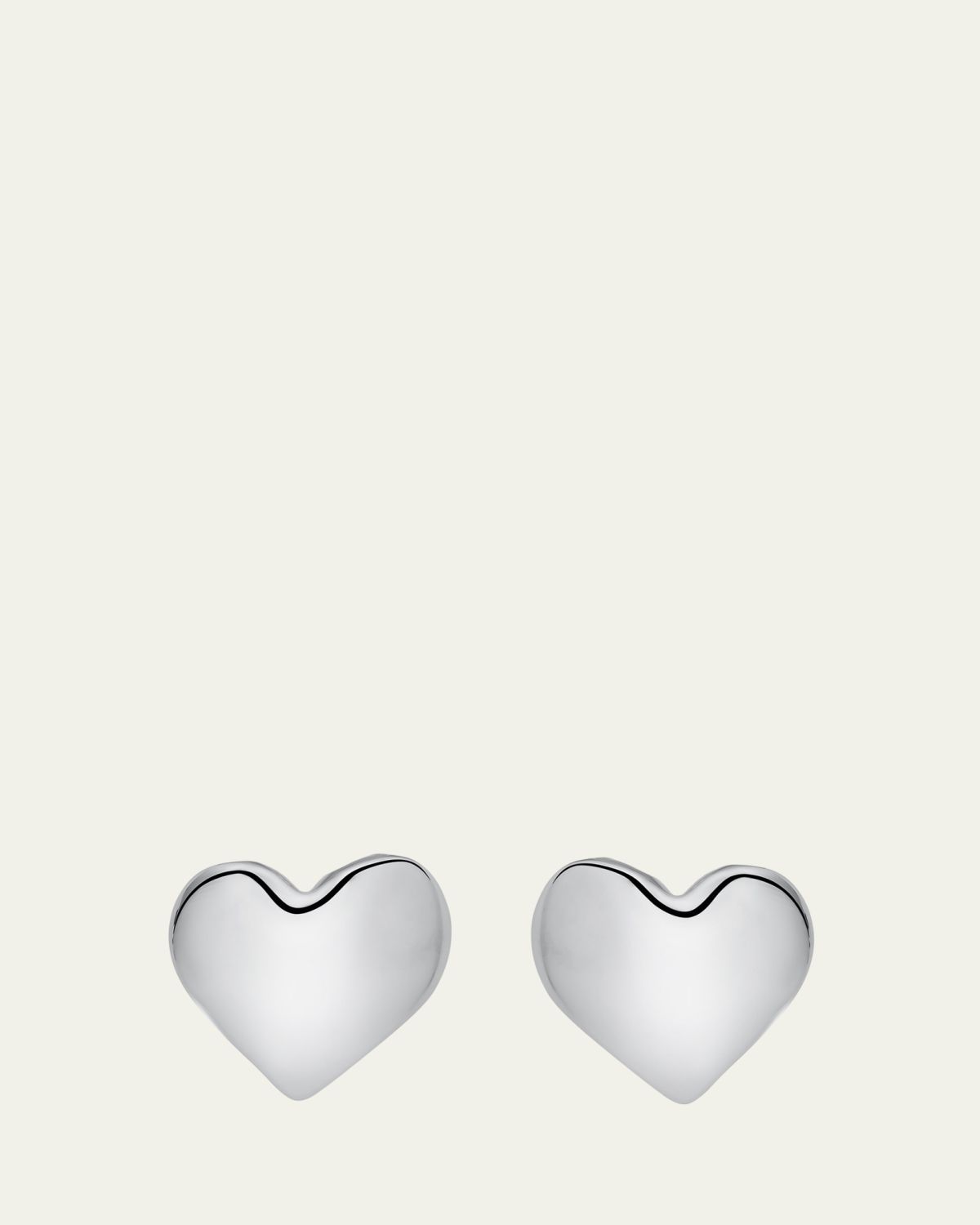 Oscar de la Renta Smooth Heart Stud Earrings, Silver