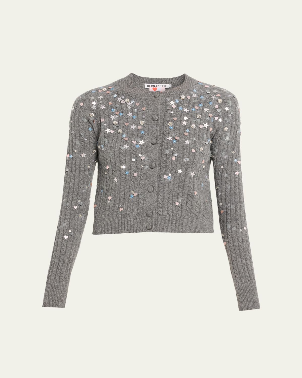 BERNADETTE Gilberte Stardust Cable-Knit Cardigan