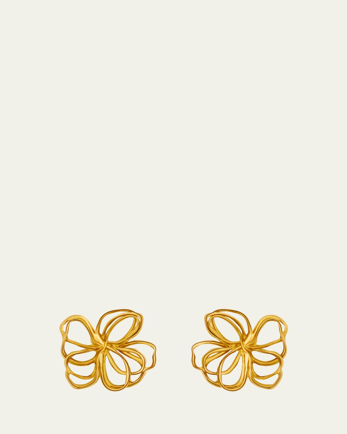 Oscar de la Renta Wire Flower Stud Earrings, Gold