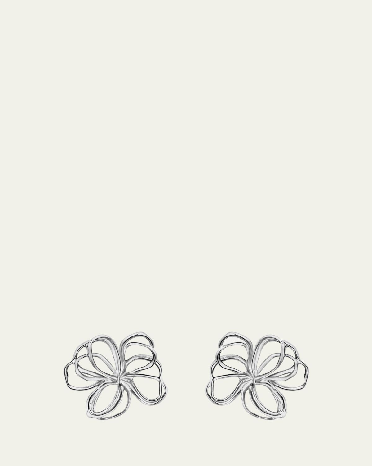 Oscar de la Renta Wire Flower Stud Earrings, Silver