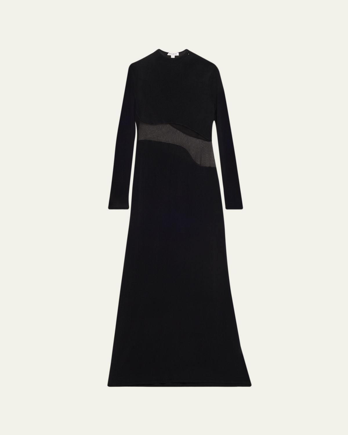 ALAIA Sheer Bodice High-Neck Dress