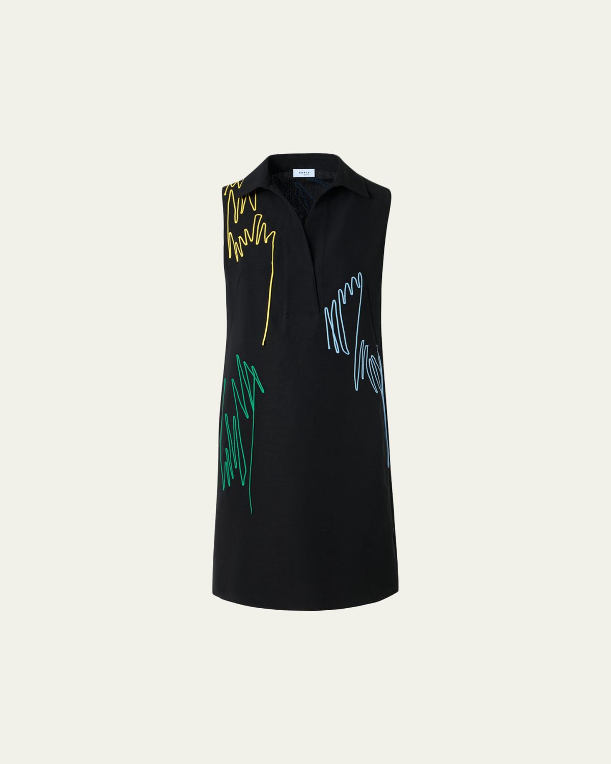 Akris punto Scribble Embroidered Sleeveless Polo Dress