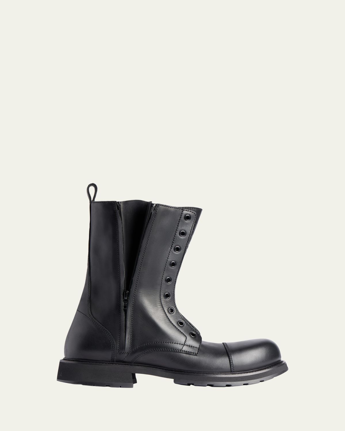 Balenciaga Men's Truck Leather Cap-Toe Lace-Up Boots