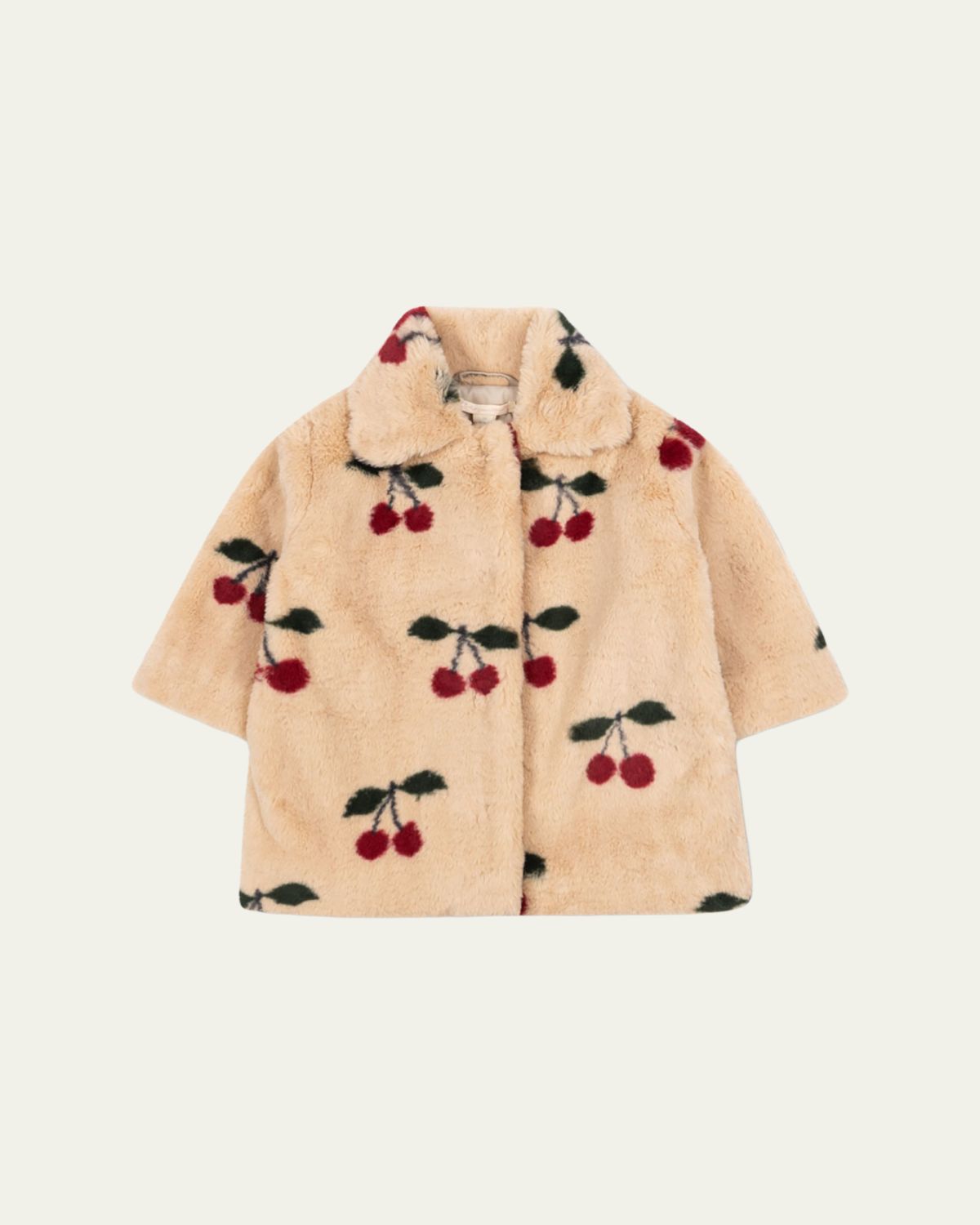 Konges Slojd Girl's Fuzzy Cherry-Print Coat, Size 18M-10