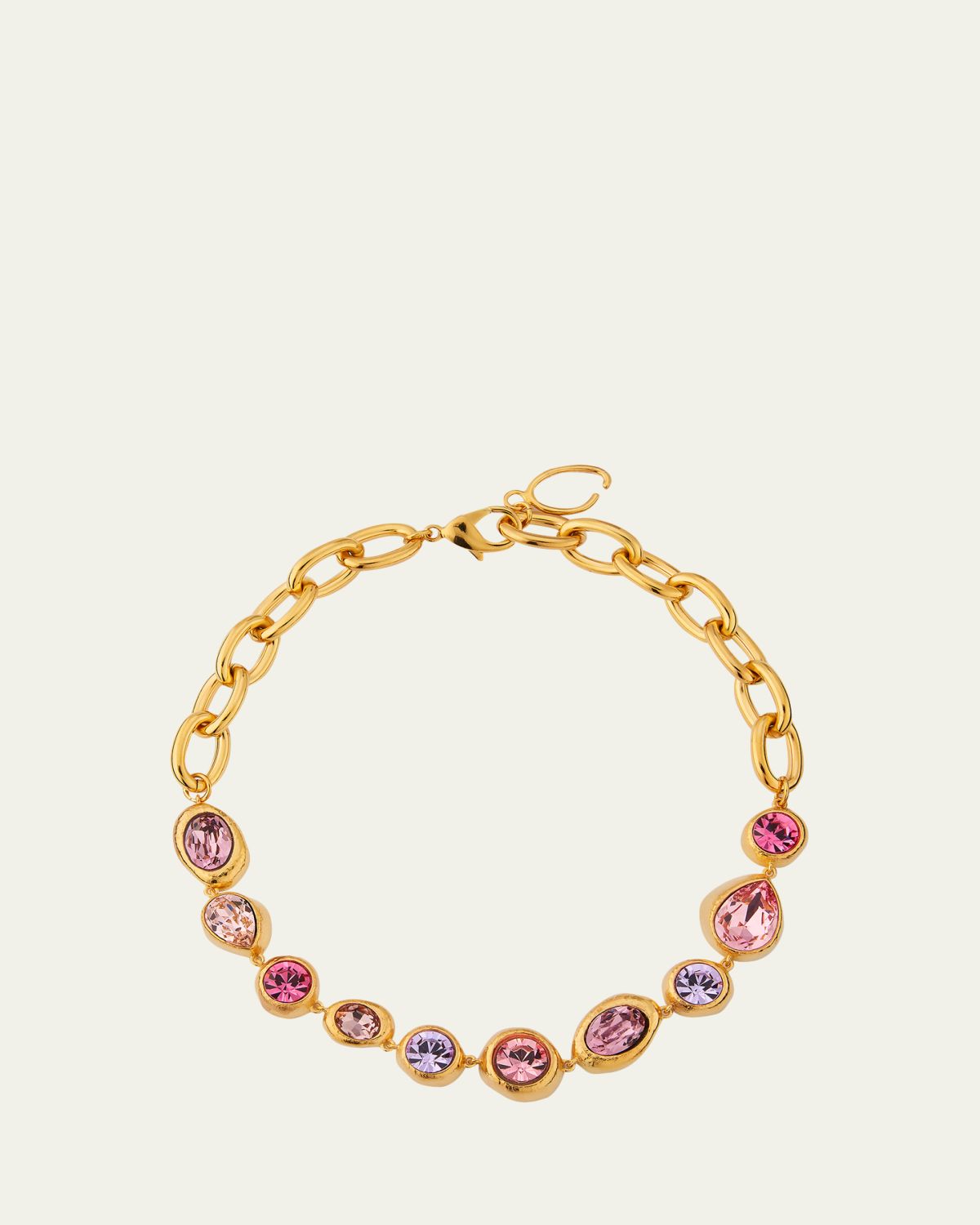 Oscar de la Renta Hammered Stones Chain Necklace