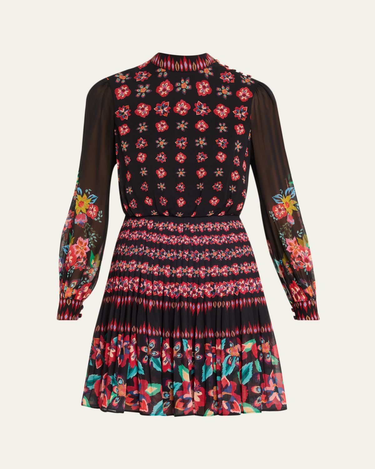 Saloni Isa Floral Silk Short Dress