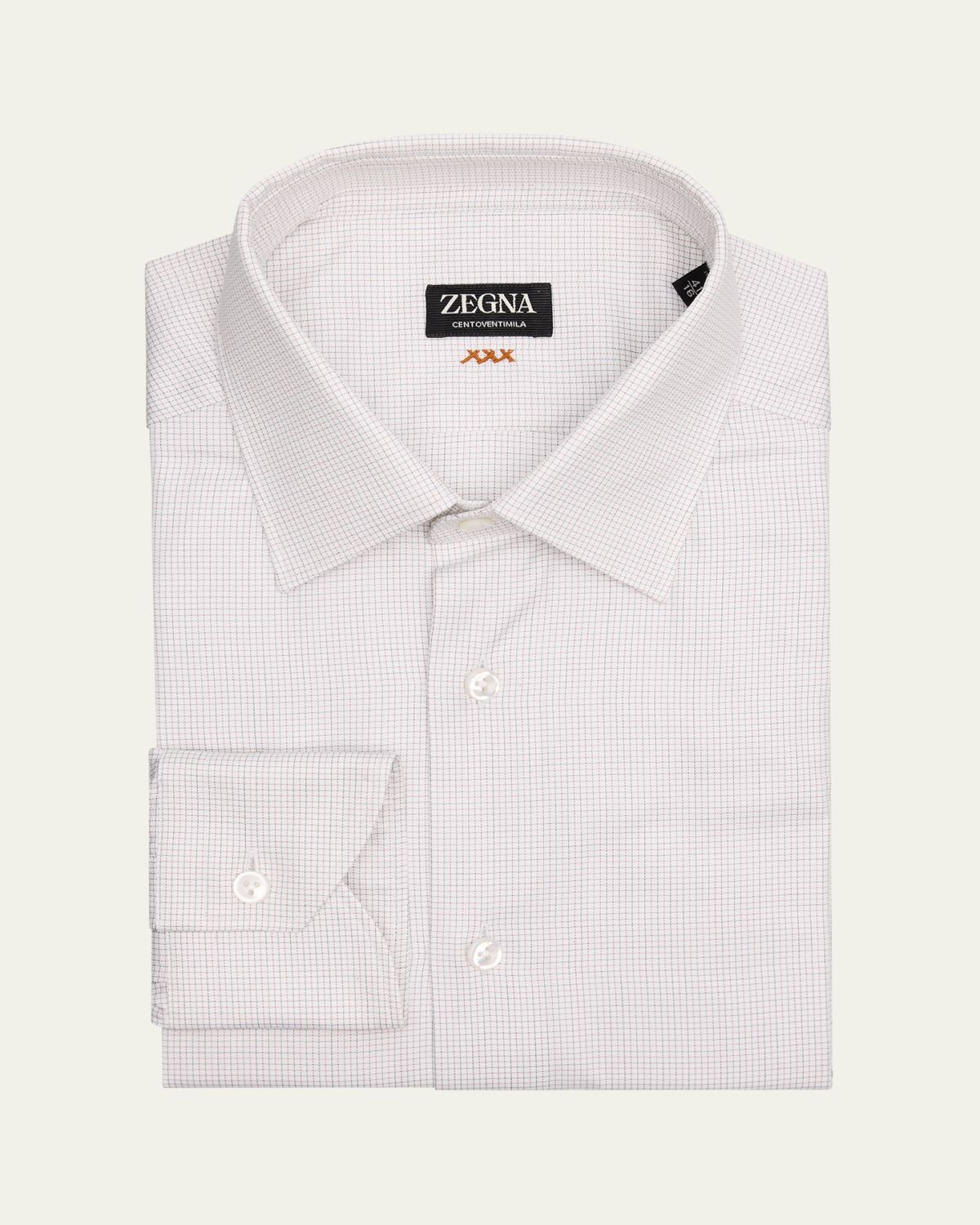ZEGNA Men's Centoventimila Cotton Micro-Check Dress Shirt