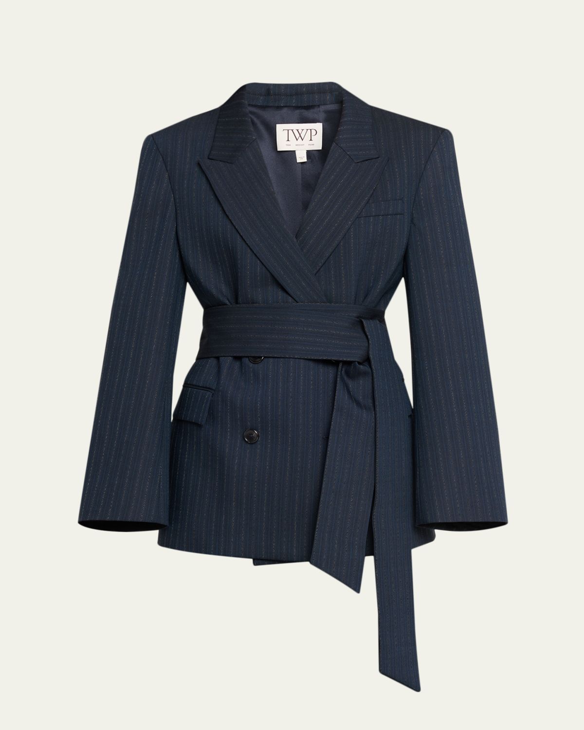 TWP Delancey Striped Stretch Wool Wrap Blazer