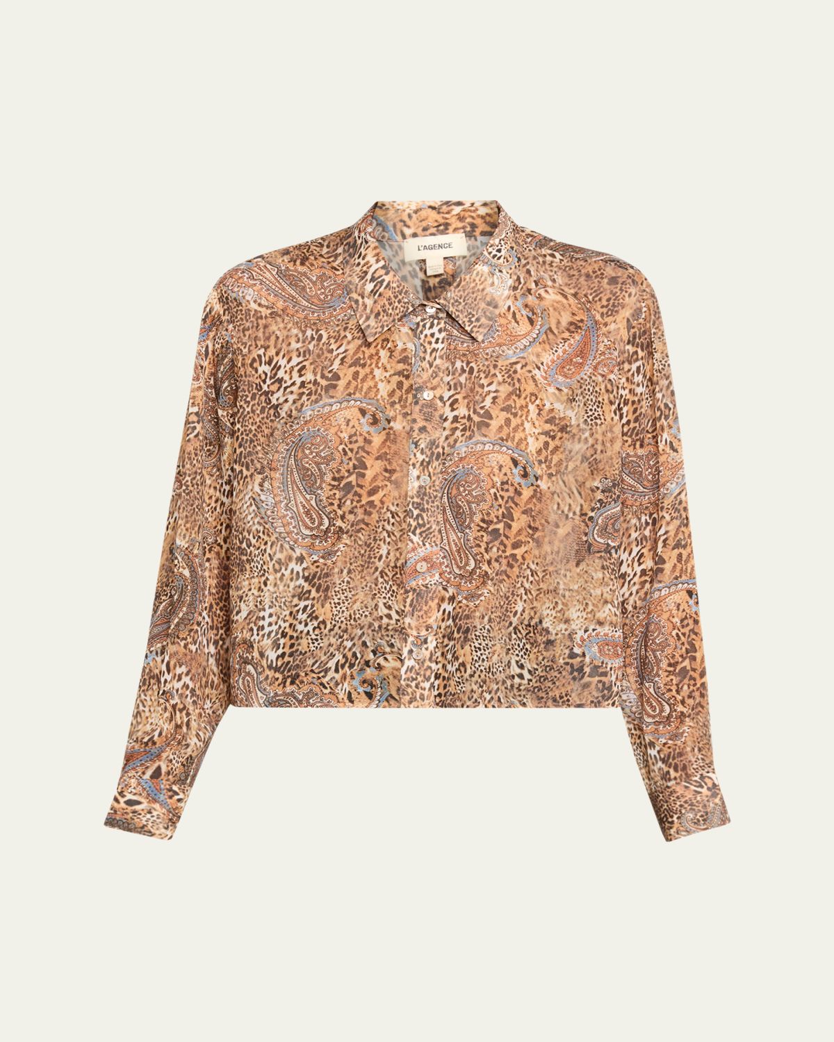 L'Agence Valencia Leopard Cosette Button-Front Blouse