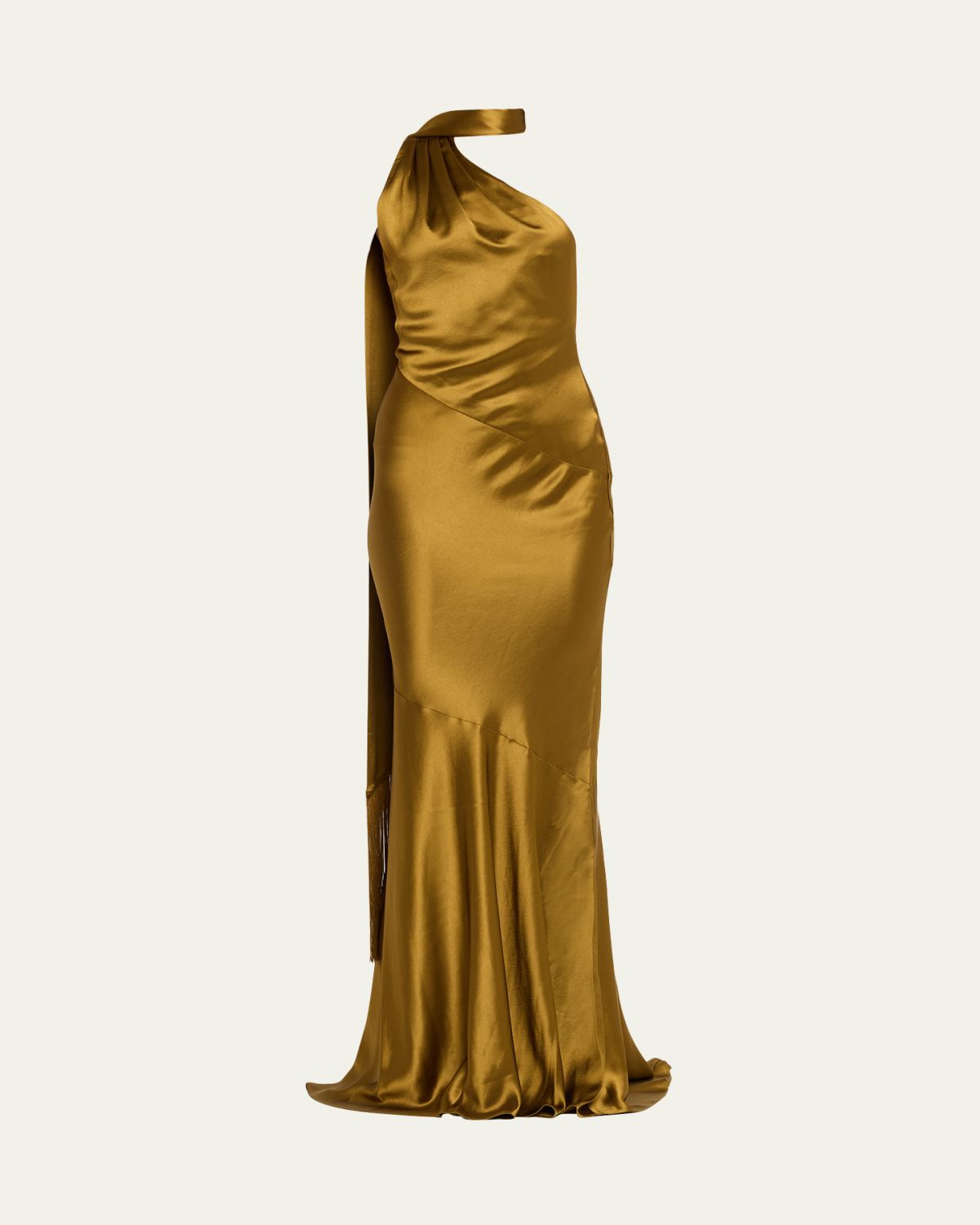 Retrofete Kelsa High-Neck Satin Scarf Gown
