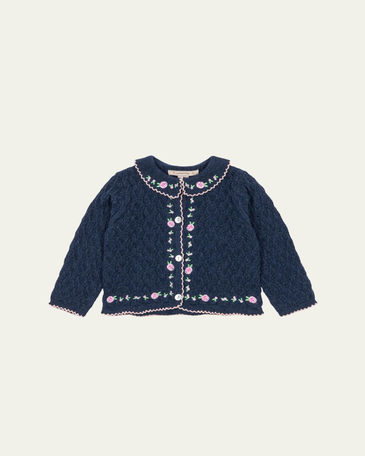 Konges Slojd Girl 's Rosier Embroidered Cardigan, Size 6M-3