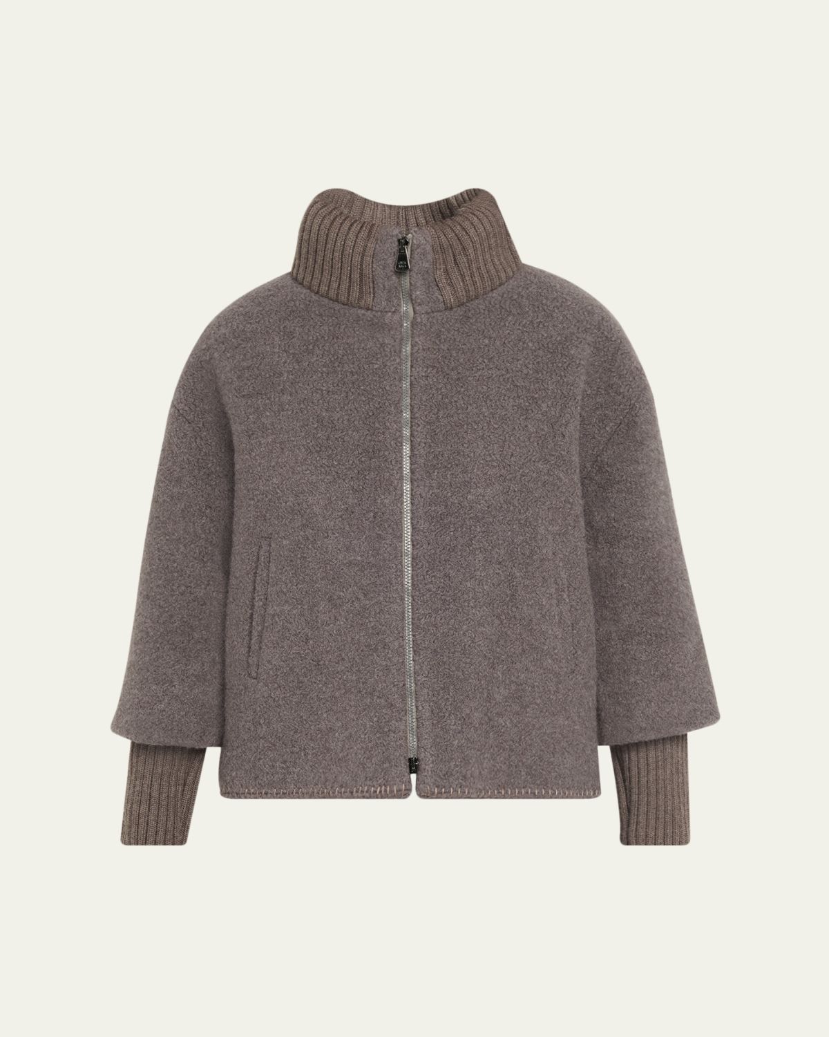 Cinzia Rocca Alpaca Bouclé Jacket with Knitted Inserts