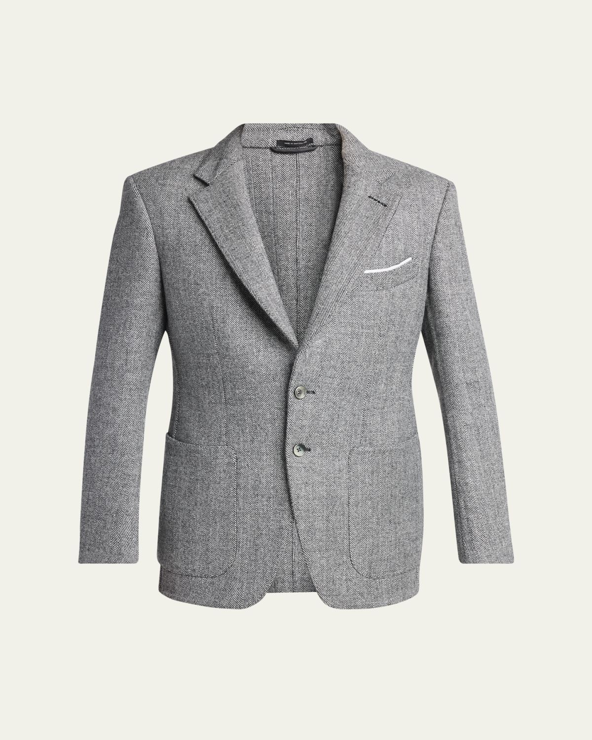 TOM FORD Men 's Sharkskin Herringbone Double Splittable Jacket