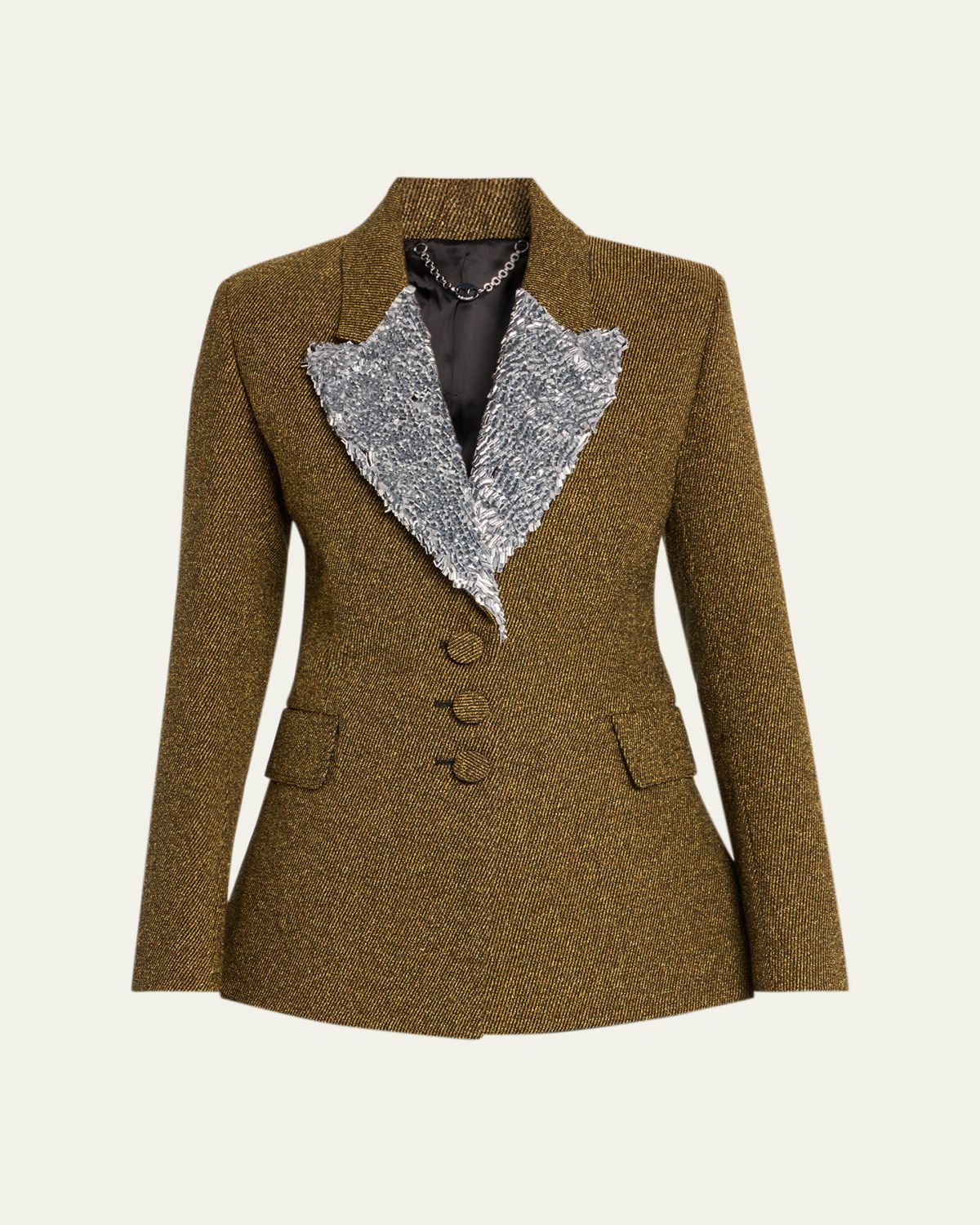 Rabanne Sequin Lapel Wool Single-Breasted Jacket | Thumbnail 6 Rabanne Sequin Lapel Wool Single-Breasted Jacket | Thumbnail 6