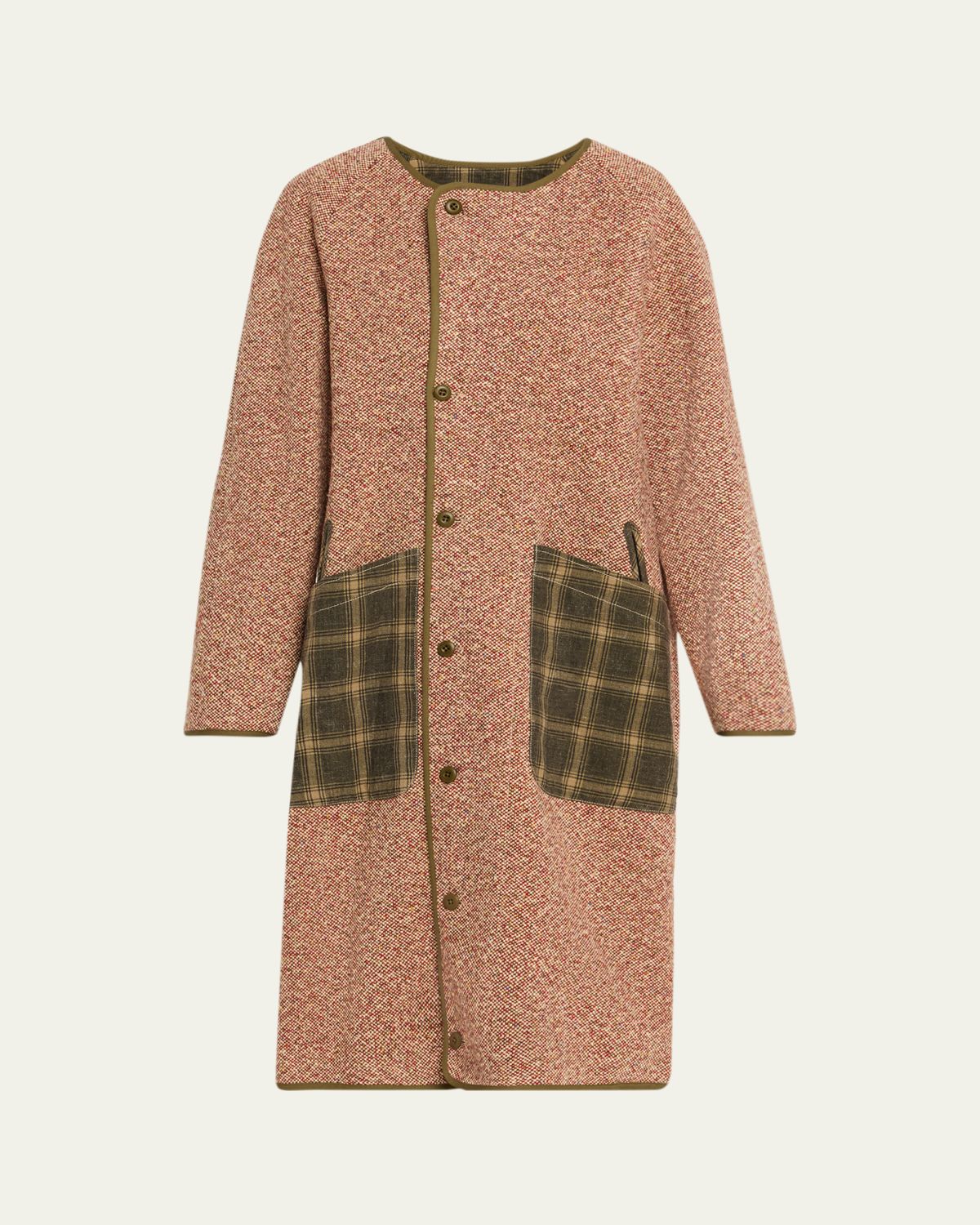 R13 Reversible Oversized Wool-Blend Plaid Jacket