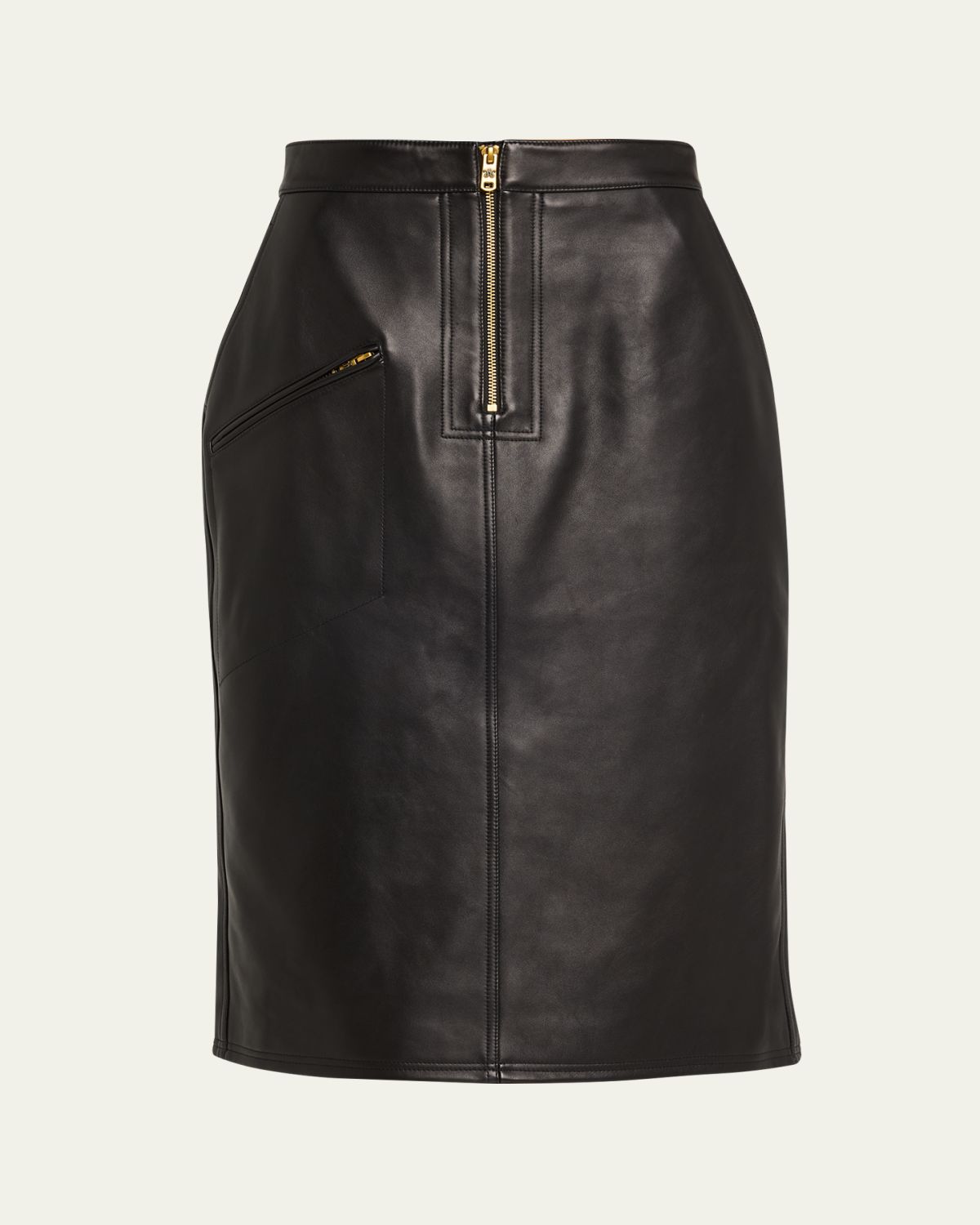 Willy Chavarria Zipper-Front Leather Pencil Skirt