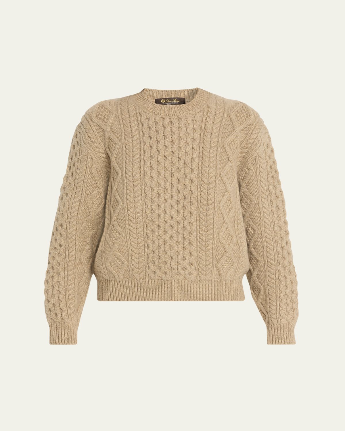 Loro Piana Eyre Cashmere Fisherman Knit Crewneck Sweater