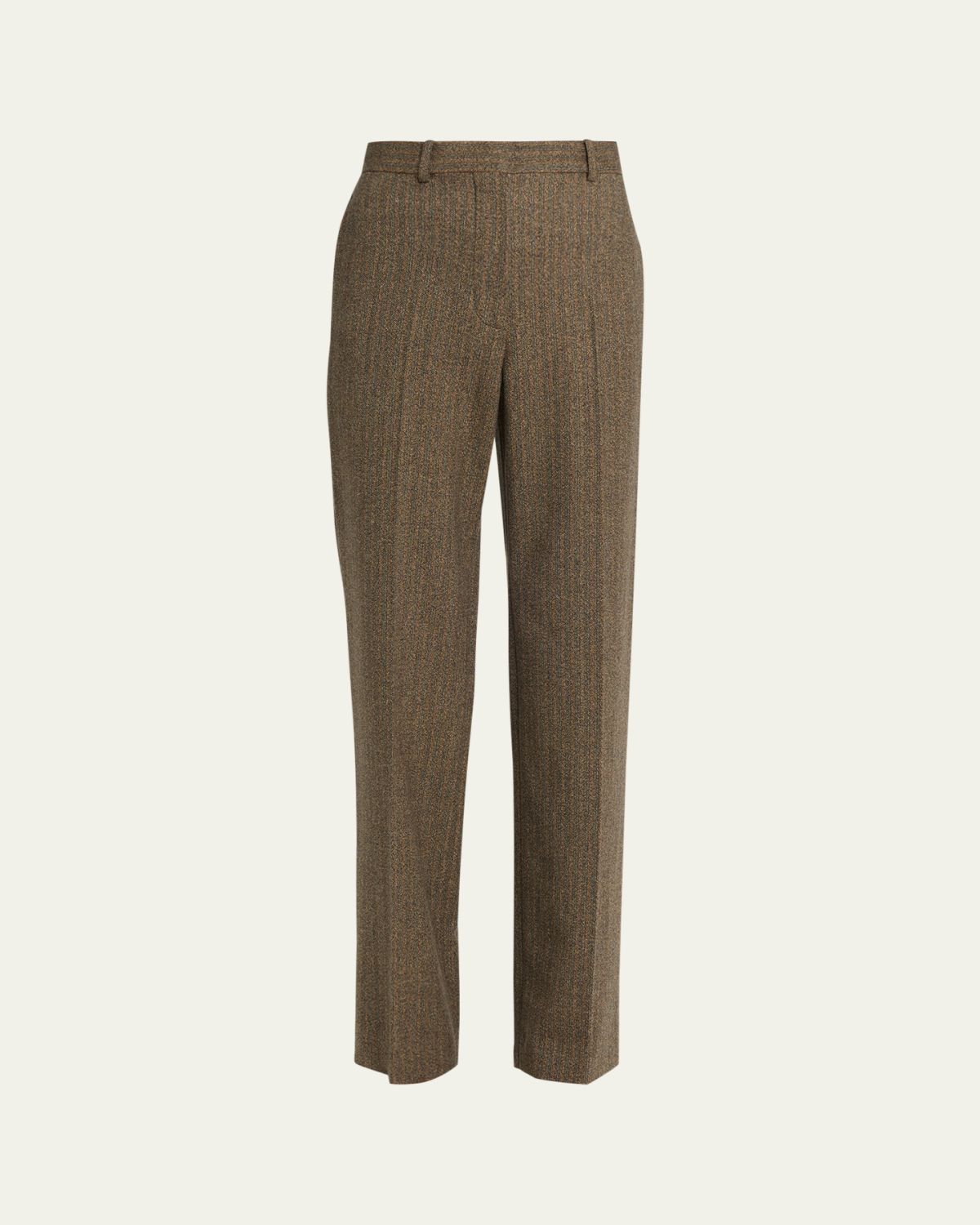 Loro Piana Goldie Striped Wool-Cashmere Straight-Leg Trousers