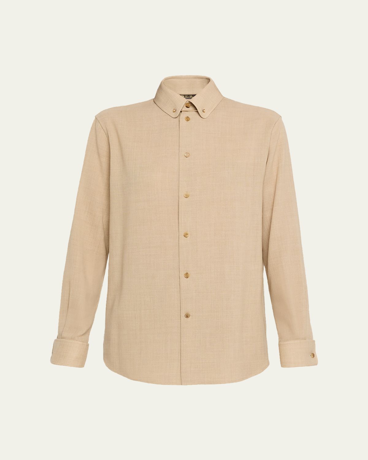 Loro Piana Thea Collar-Pin Wool Button-Down Shirt