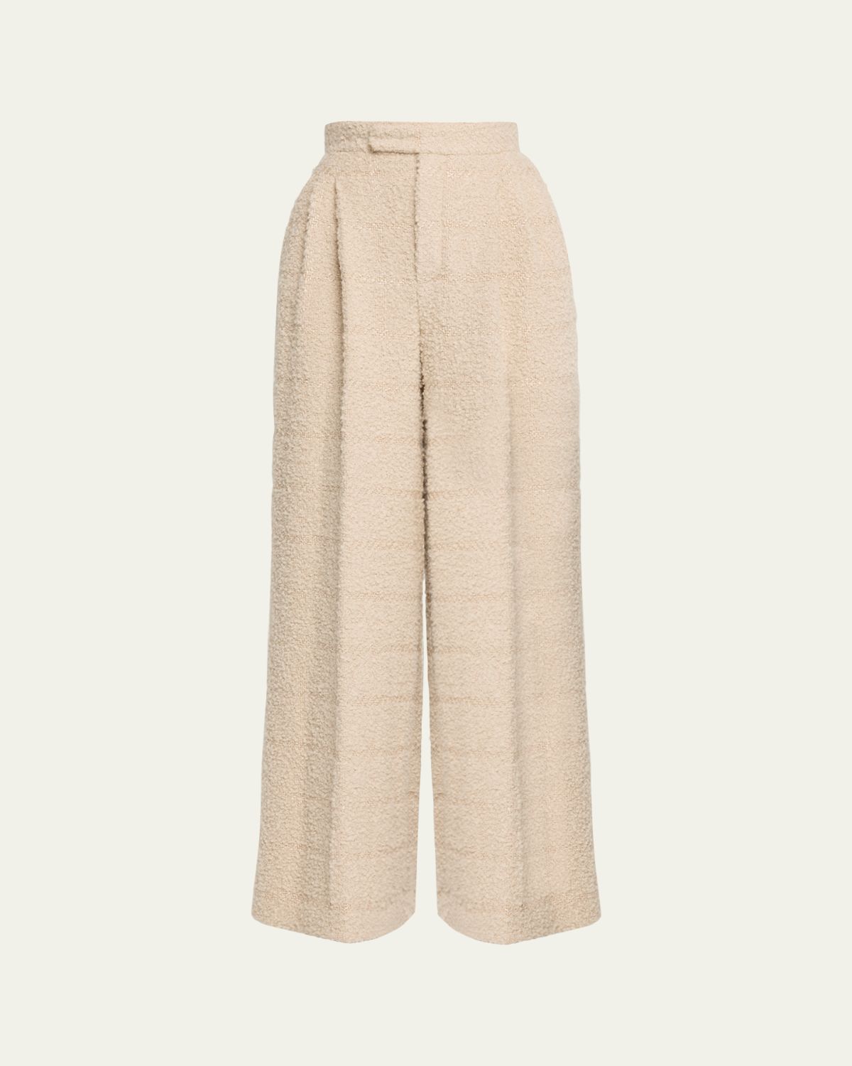 Loro Piana Horst Pleated Boucle Wide-Leg Trousers