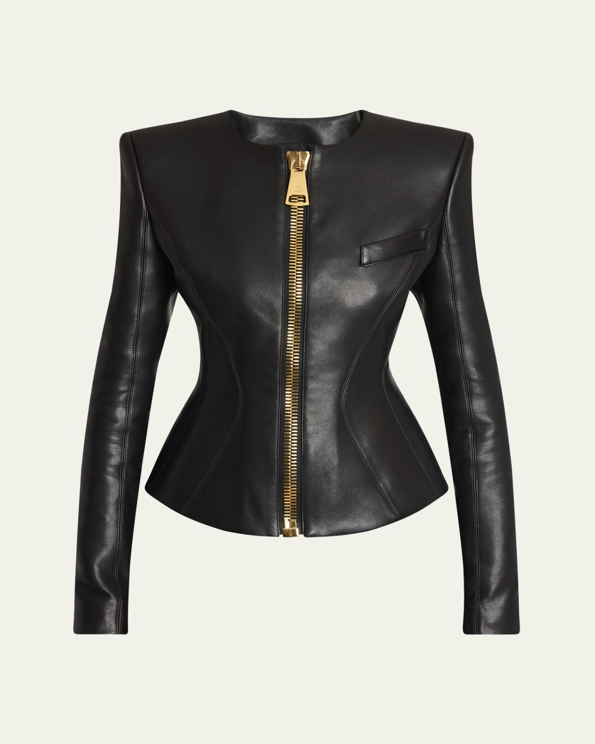 Balmain Fitted Lambskin Leather Jacket