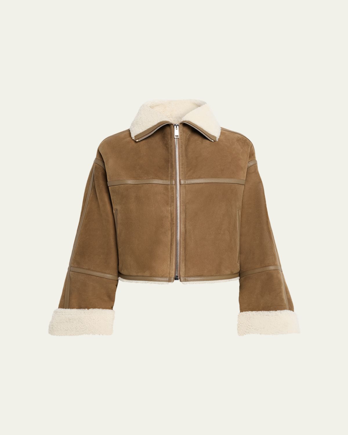 Yves Salomon Suede Merino Lambskin Cropped Jacket