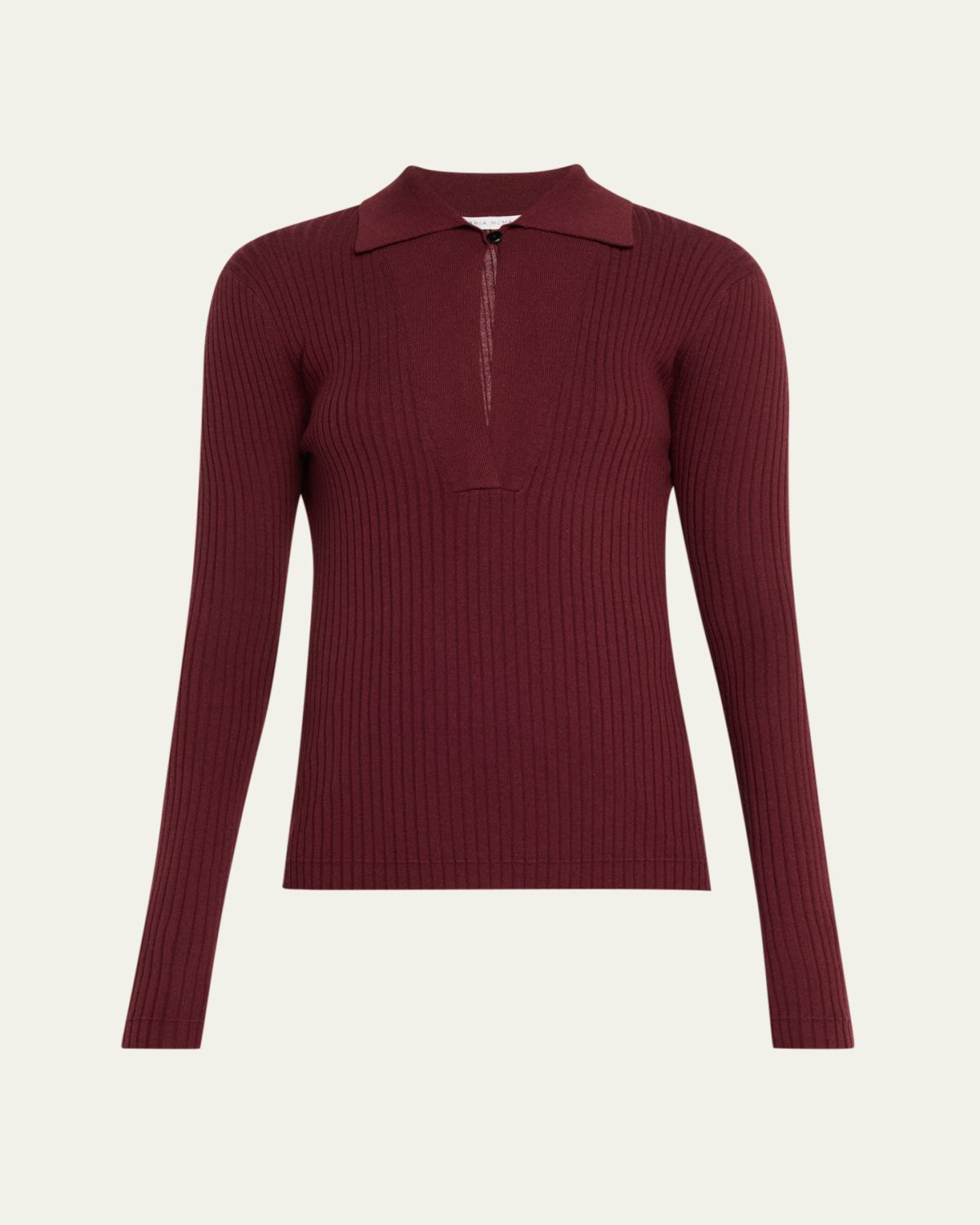 MARIA MCMANUS Merino Wool Single-Button Polo Shirt