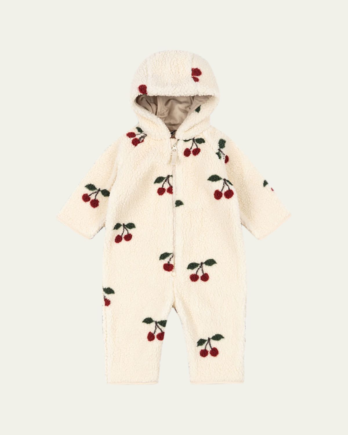 Konges Slojd Girl's Jody Cherry-Print Teddy Fleece Coverall, Size 0M-12M