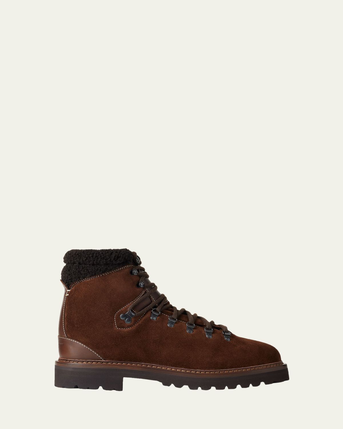 Ralph Lauren Purple Label Men 's Cortina Suede Shearling-Collar Lace-Up Boots