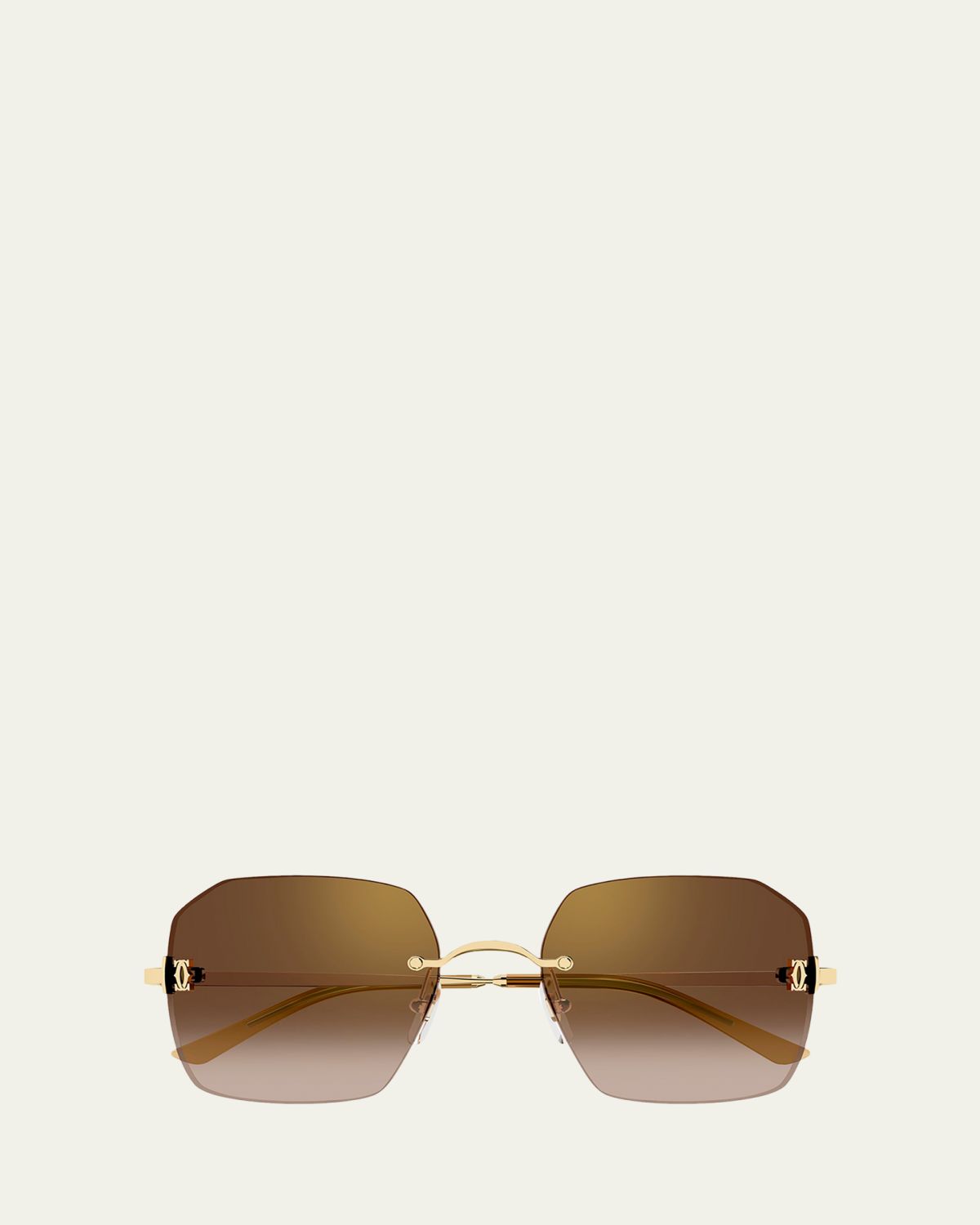 Cartier C de  Rectangular Metal Sunglasses