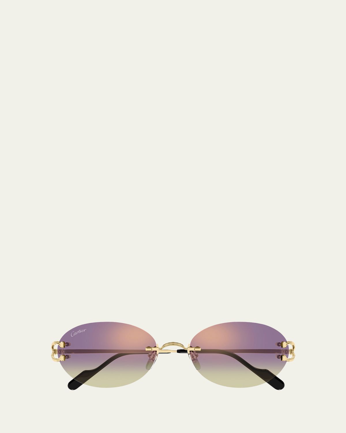 Cartier Classic C Motif Rimless Round Metal Sunglasses