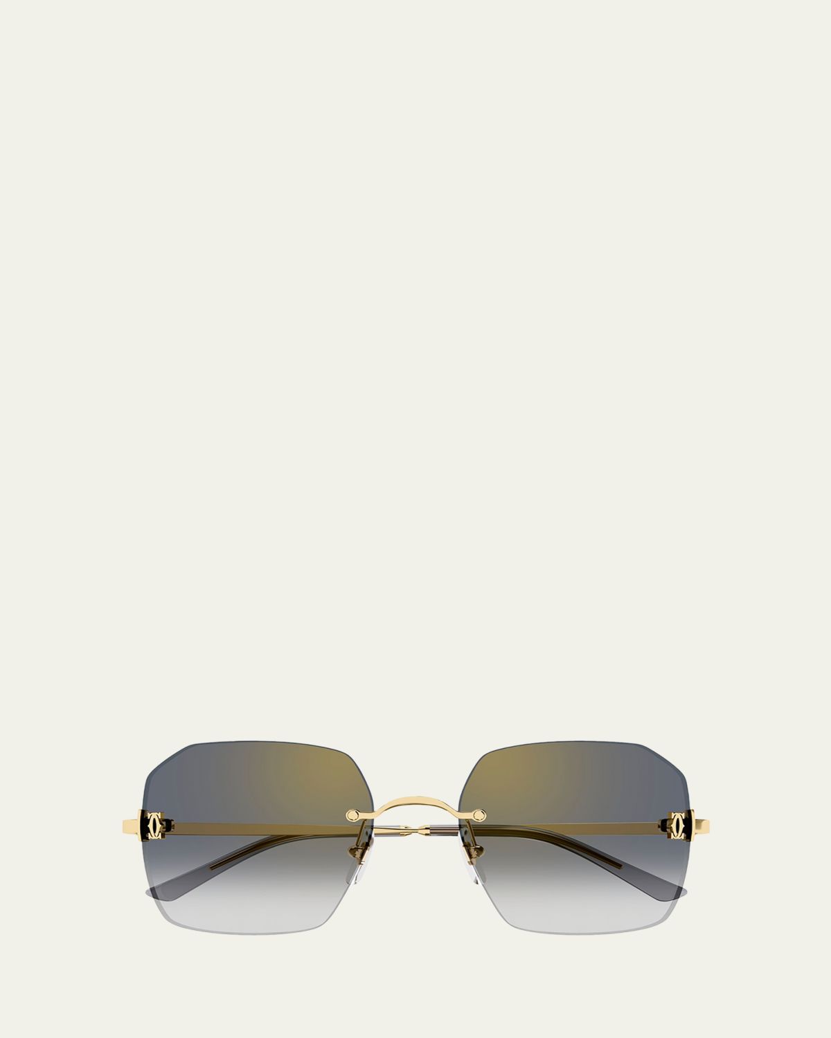 Cartier Classic Décor C Square Rimless Metal Sunglasses