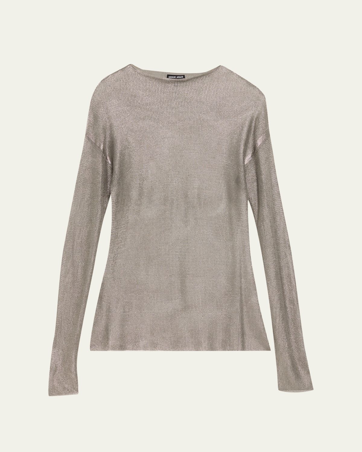 Giorgio Armani Laminated Mesh Long-Sleeve Top
