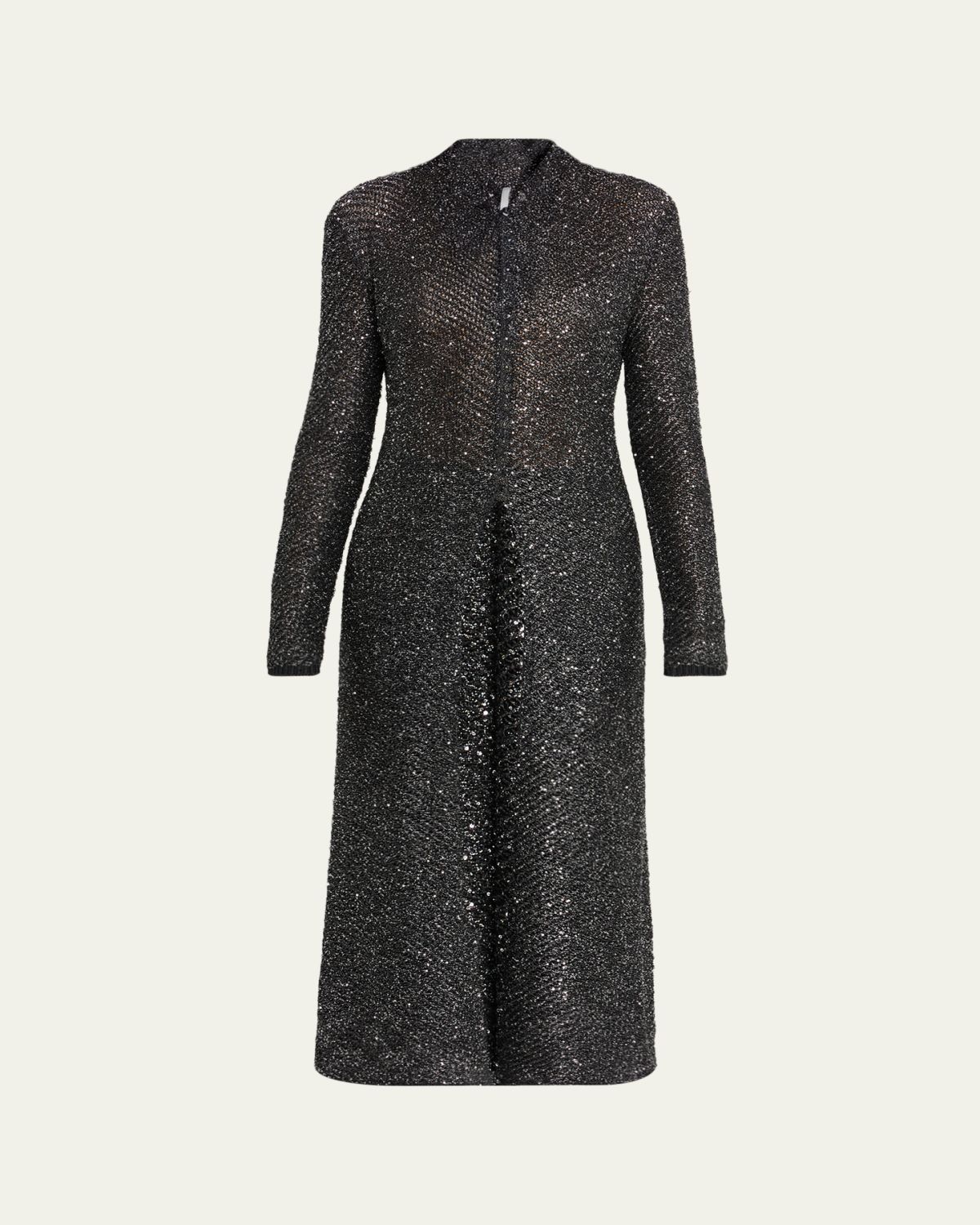 Giorgio Armani Front-Slit Sequin Metallic Knit Sweater