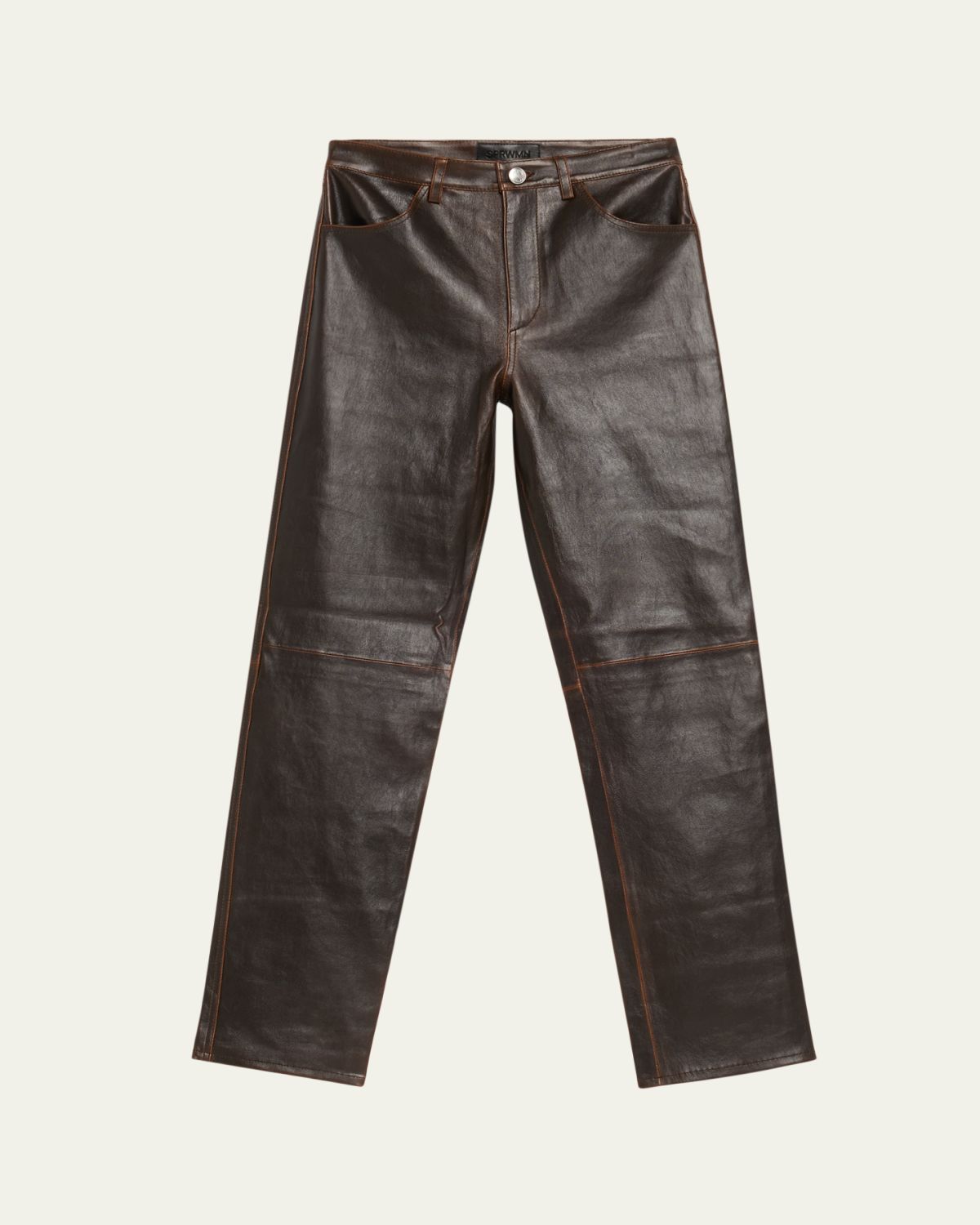 SPRWMN Leather Five-Pocket Slim Straight Pants