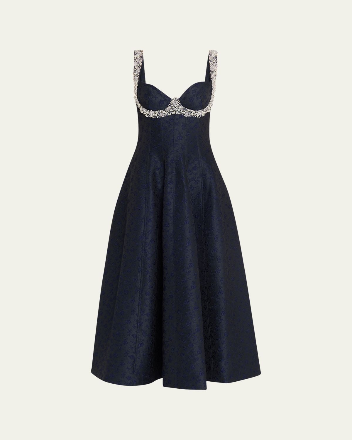 SIMKHAI Charlotte Beaded Floral Jacquard Midi Dress