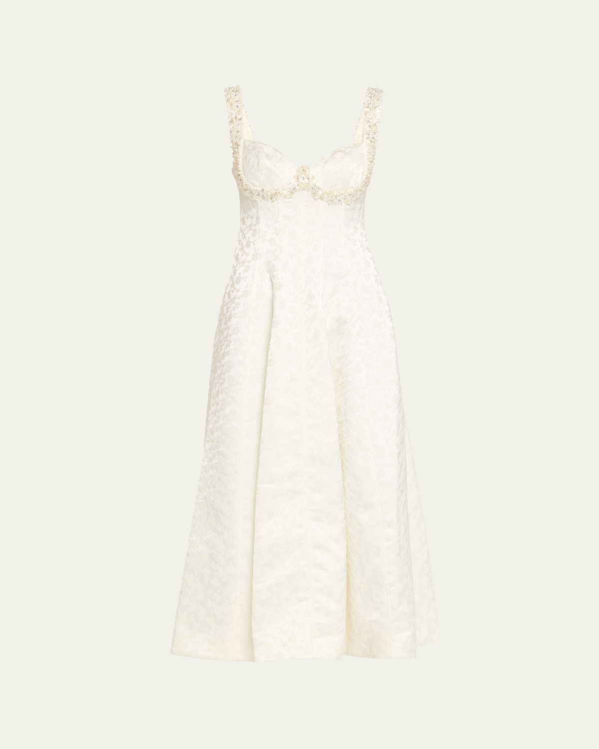 SIMKHAI Charlotte Beaded Floral Jacquard Midi Dress