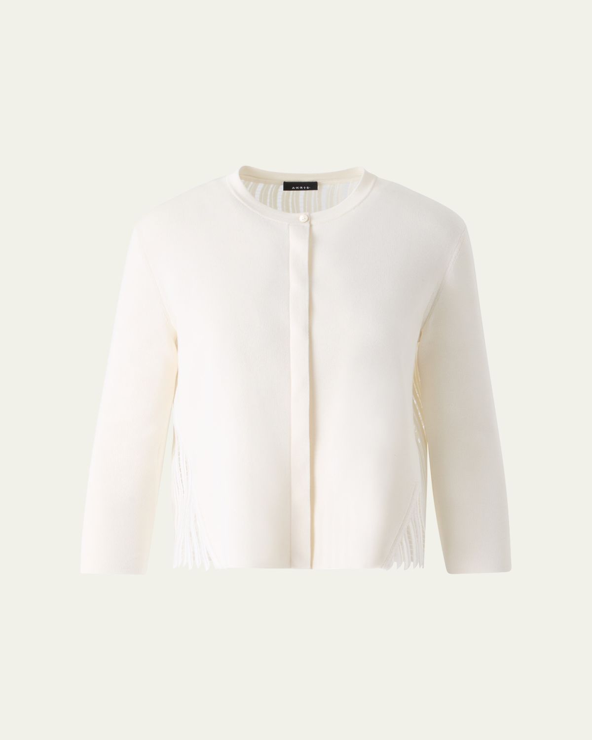 Akris Wave Guipure Silk Knit Crewneck Cardigan