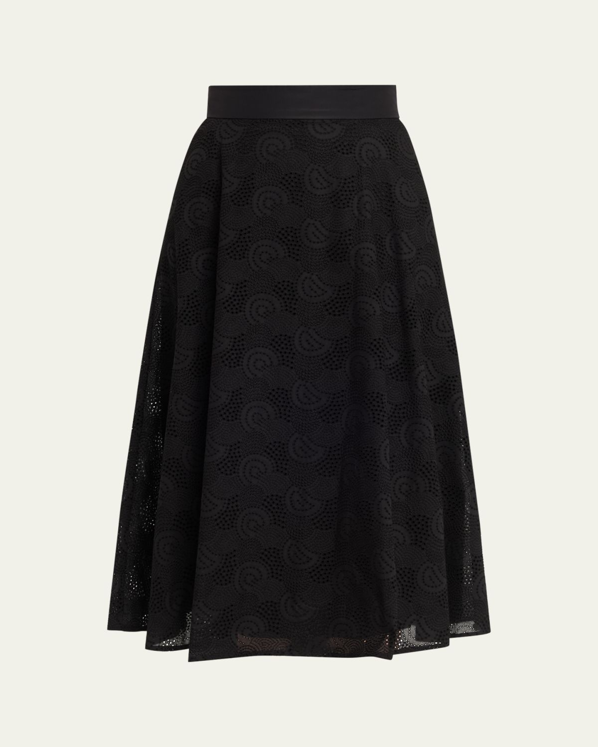 Akris Orbit Broderie Anglaise Midi Skirt
