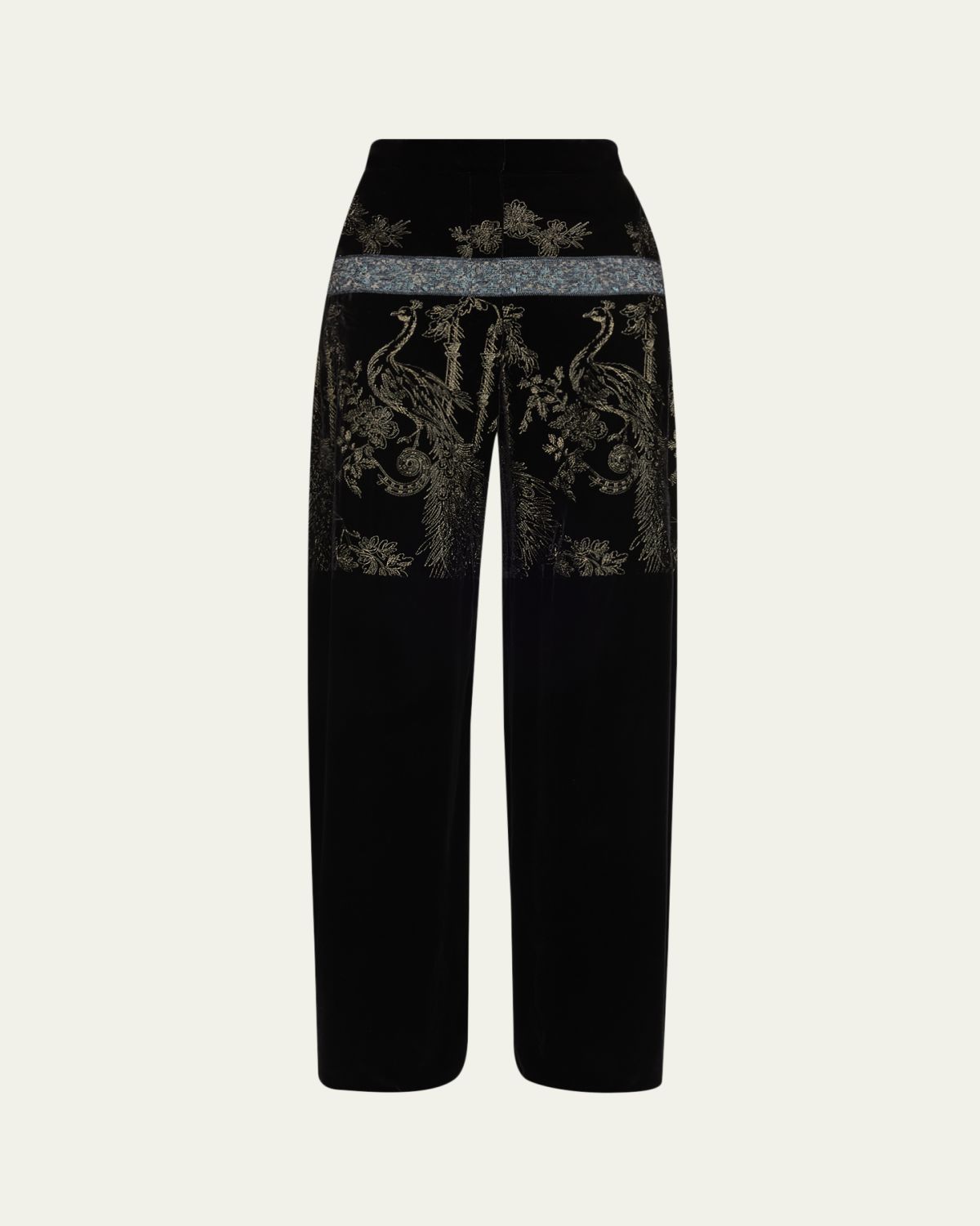 Giorgio Armani Metallic Embroidered Velvet Wide-Leg Trousers