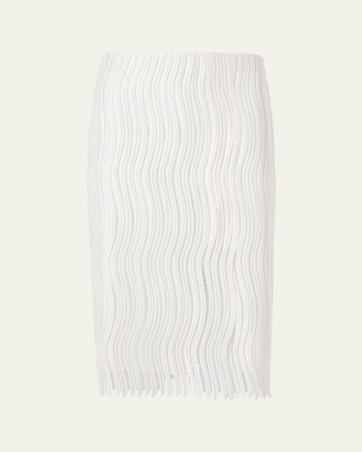 Akris Techno Wave Guipure Slit Pencil Skirt