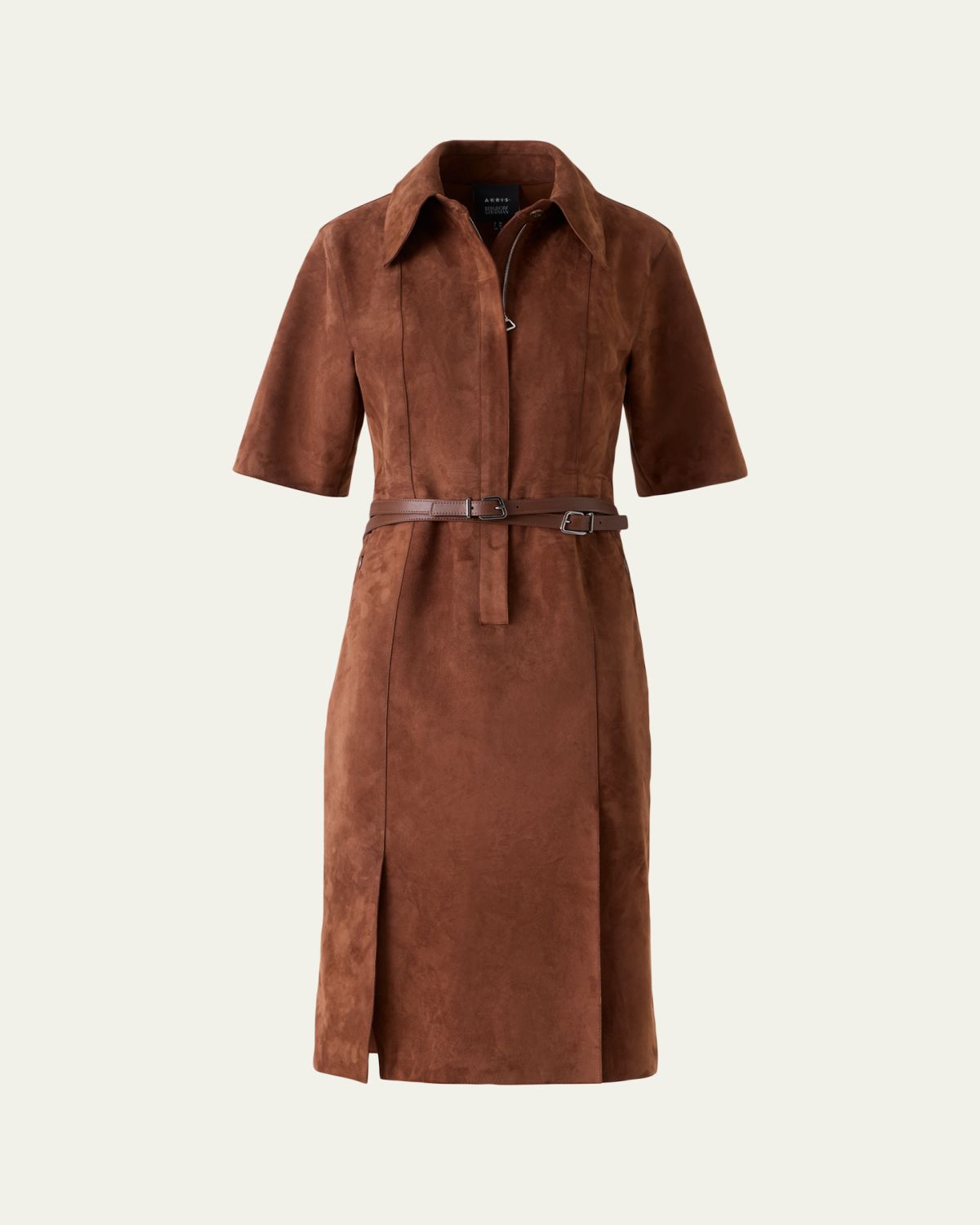 Akris Suede Belted Midi Shirtdress
