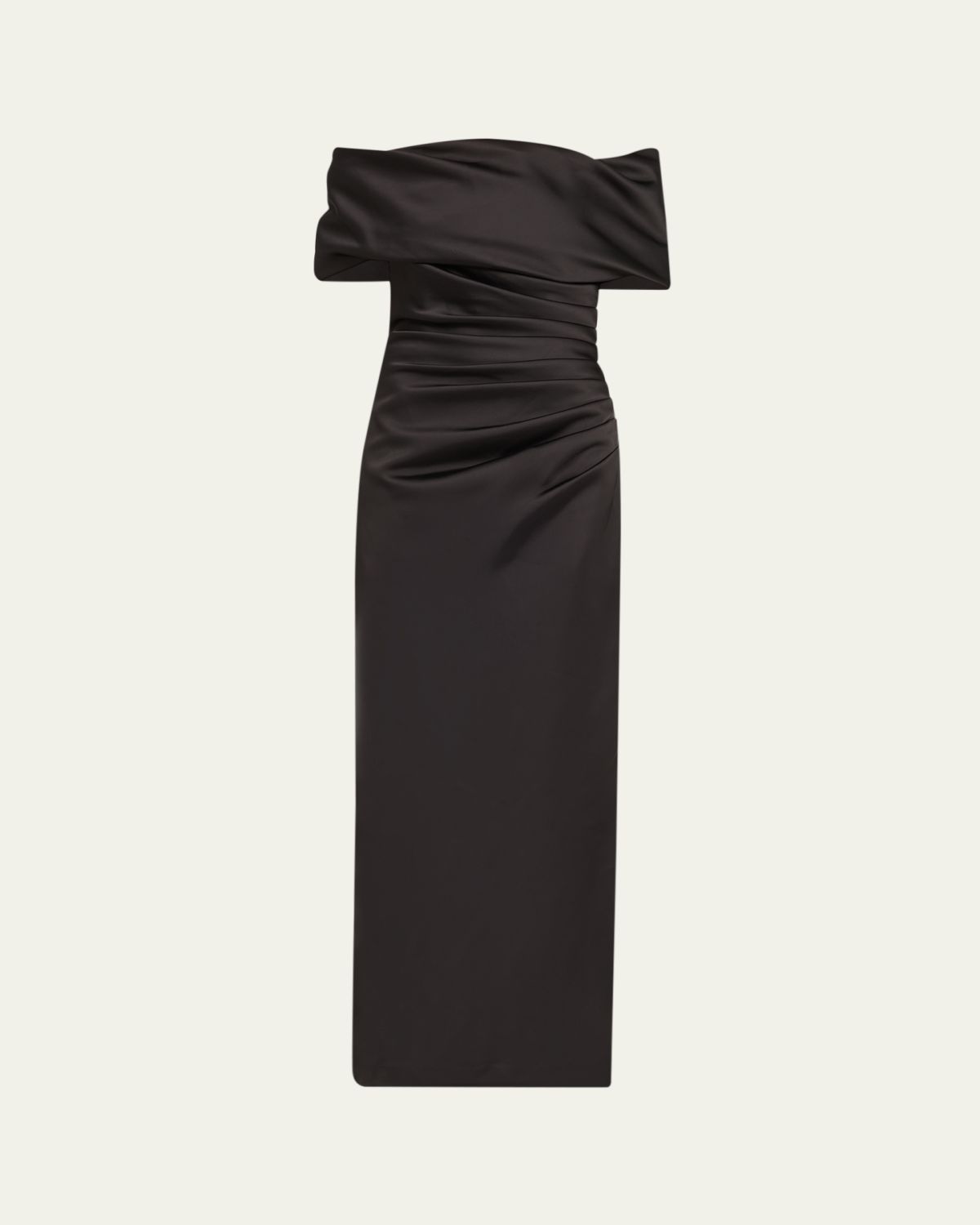 SIMKHAI Valencia Pleated Off-Shoulder Column Gown