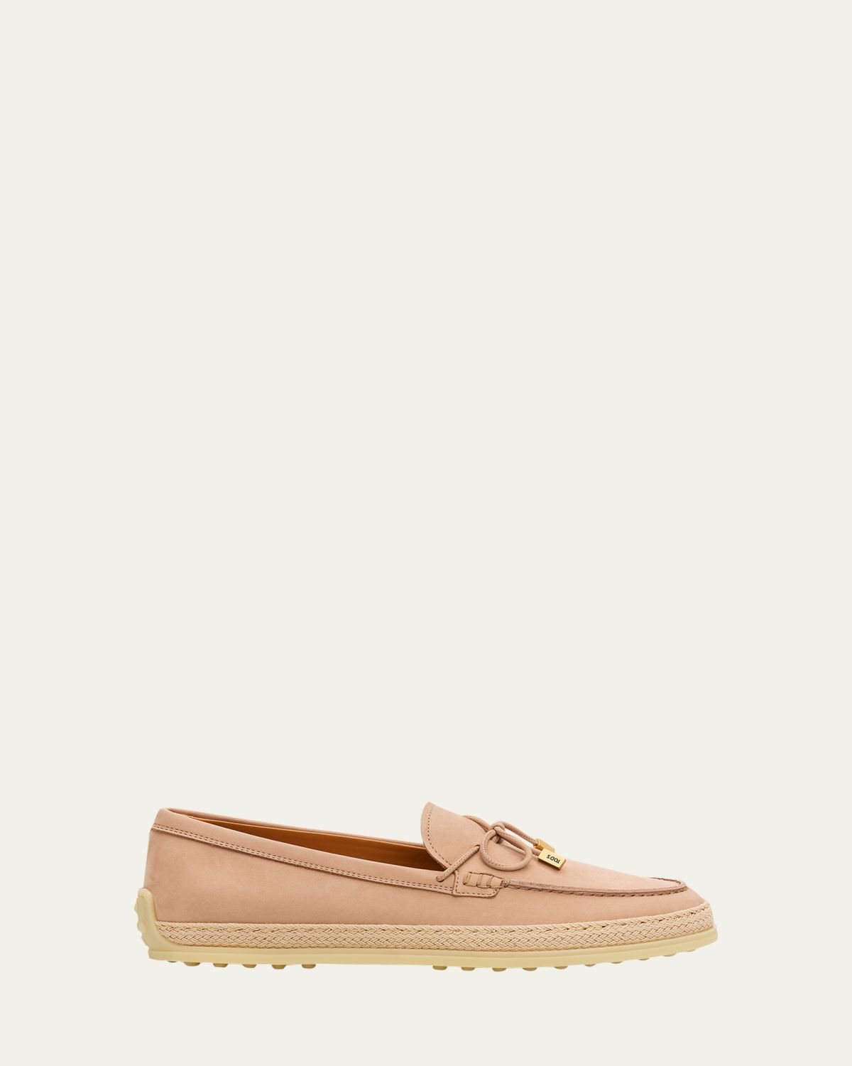 Tod 's Nubuck Suede and Raffia Loafers